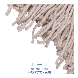 Boardwalk® Handle/Deck Mops, #20 White Cotton Head, 54" Natural Wood Handle (BWK120C)