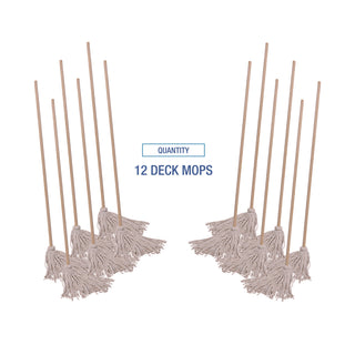 Boardwalk® Handle/Deck Mops, #20 White Cotton Head, 54" Natural Wood Handle (BWK120C)