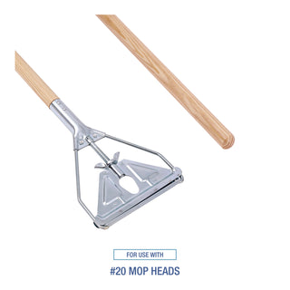 Boardwalk® Quick Change Metal Head Mop Handle for No. 20 and Up Heads, 62" Wood Handle (UNS605)