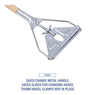 Boardwalk® Quick Change Metal Head Mop Handle for No. 20 and Up Heads, 62" Wood Handle (UNS605)
