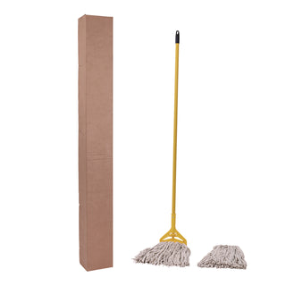 Boardwalk® Cotton Cut End Mop Kit, #24 Natural Cotton Head, 60" Yellow Metal/Plastic Handle (BWK5324C)