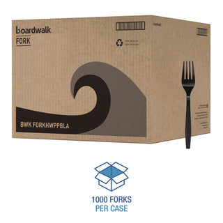 Boardwalk® Heavyweight Polypropylene Cutlery, Fork, Black, 1000/Carton (BWKFORKHWPPBLA)