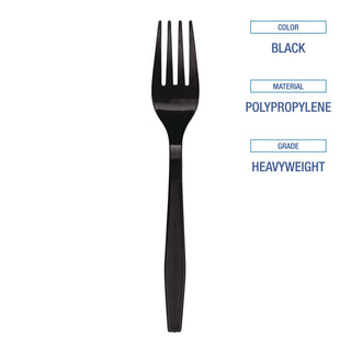 Boardwalk® Heavyweight Polypropylene Cutlery, Fork, Black, 1000/Carton (BWKFORKHWPPBLA)