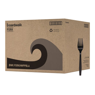 Boardwalk® Heavyweight Polypropylene Cutlery, Fork, Black, 1000/Carton (BWKFORKHWPPBLA)