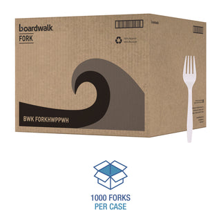 Boardwalk® Heavyweight Polypropylene Cutlery, Fork, White, 1000/Carton (BWKFORKHWPPWH)