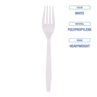 Boardwalk® Heavyweight Polypropylene Cutlery, Fork, White, 1000/Carton (BWKFORKHWPPWH)