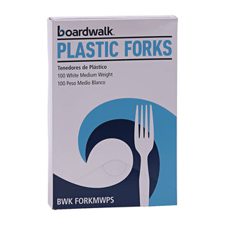 Boardwalk® Mediumweight Polystyrene, Fork, White, 10 Boxes of 100/Carton (BWKFORKMWPSCT)