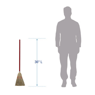 Boardwalk® Corn/Fiber Brooms, Corn/Synthetic Fiber Bristles, 36" Overall Length, Gray/Natural, 12/Carton (BR10016BW)