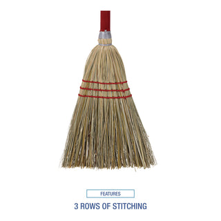 Boardwalk® Corn/Fiber Brooms, Corn/Synthetic Fiber Bristles, 36" Overall Length, Gray/Natural, 12/Carton (BR10016BW)