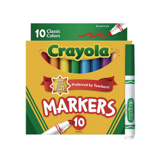 Crayola® Non-Washable Markers, Broad Point, Classic Colors, 10/Set (CYO587722)