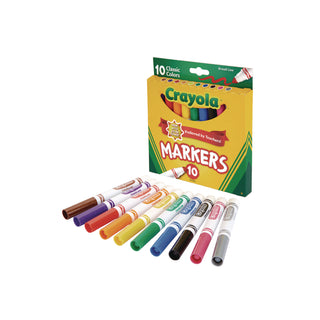 Crayola® Non-Washable Markers, Broad Point, Classic Colors, 10/Set (CYO587722)