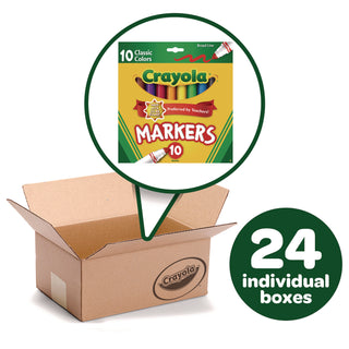 Crayola® Non-Washable Markers, Broad Point, Classic Colors, 10/Set (CYO587722)