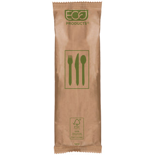 Eco-Products® Wood Cutlery, Fork/Knife/Spoon/Napkin, Natural, 500/Carton (ECOEPS215)