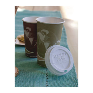 Eco-Products® EcoLid 25% Recy Content Hot Cup Lid, White, F/10-20oz, 100/PK, 10 PK/CT (ECOEPHL16WR)