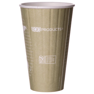 Eco-Products® World Art Renewable and Compostable Insulated Hot Cups, PLA, 16 oz, 40/Packs, 15 Packs/Carton (ECOEPBNHC16WD)