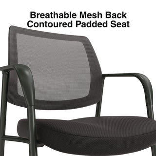 Union & Scale™ Essentials Mesh Back Fabric Guest Chair, 24.41" x 23.62" x 35.04", Black Seat, Black Back, Black Frame (UOSUN61297)