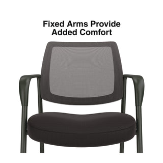 Union & Scale™ Essentials Mesh Back Fabric Guest Chair, 24.41" x 23.62" x 35.04", Black Seat, Black Back, Black Frame (UOSUN61297)