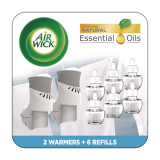 Air Wick® Plug-in Scented Oil Starter Kit, Fresh Linen, 0.67 oz, 8/Pack (RAC01914CT)