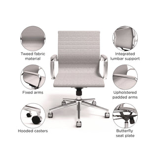 Union & Scale™ Everell Fabric Managers Chair, Supports up to 275 lb, 16.4" to 20.1" Seat Height, Heather Gray Seat/Back, Chrome Base (UOSUN53279CC)