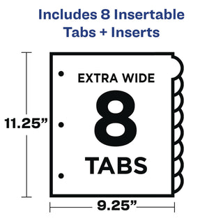 Avery® Insertable Style Edge Tab Plastic 1-Pocket Dividers, 8-Tab, 11.25 x 9.25, Translucent, 1 Set (AVE11293)