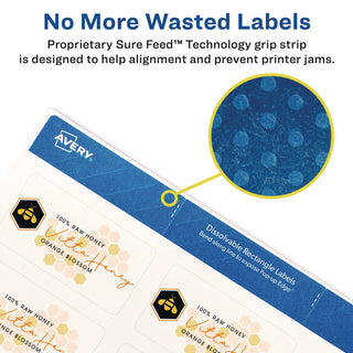 Avery® White Dissolvable Labels w/ Sure Feed, 1 1/4 x 2 3/8, White, 90/PK (AVE4224)