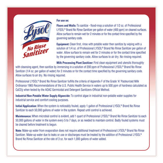 Professional LYSOL® Brand No Rinse Sanitizer Concentrate, 1 gal Bottle, 4/Carton (74389RC)