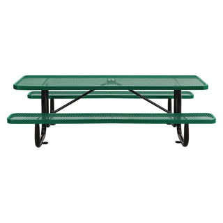 Global Industrial® Expanded Steel Picnic Table, Rectangular, 96 x 62 x 29.5, Green Top, Green Base/Legs (GBE277153GN)