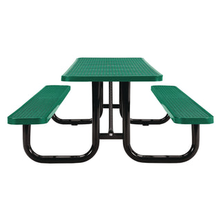 Global Industrial® Expanded Steel Picnic Table, Rectangular, 96 x 62 x 29.5, Green Top, Green Base/Legs (GBE277153GN)