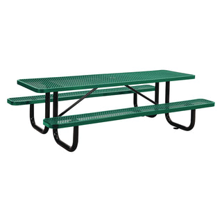 Global Industrial® Expanded Steel Picnic Table, Rectangular, 96 x 62 x 29.5, Green Top, Green Base/Legs (GBE277153GN)