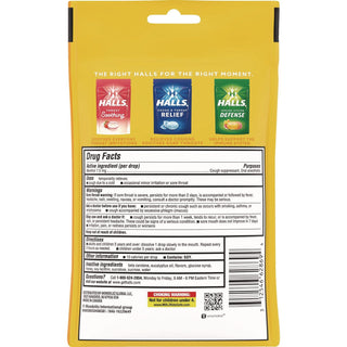 HALLS Triple Action Cough Drops, Honey-Lemon, 30/Bag, 12 Bags/Box (CDB28694)