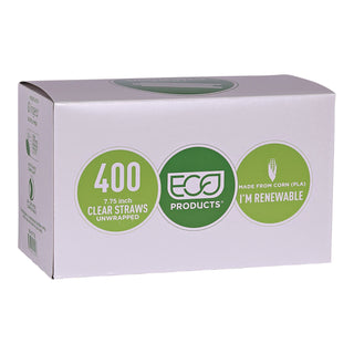 Eco-Products® 7.75" Clear Unwrapped Straw - Case, 400/PK, 24 PK/CT (ECPEP-ST710)