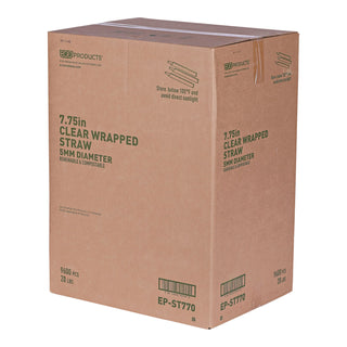 Eco-Products® 7.75" Clear Wrapped Straw - Case, 400/PK, 24 PK/CT (ECOEPST770)