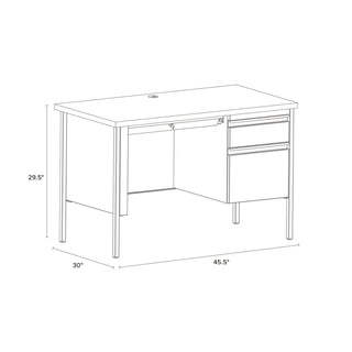 Alera® Single Pedestal Steel Desk, 45" x 24" x 29.5", Mahogany/Charcoal, Charcoal Legs (ALEHSD4524CM)