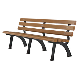 Global Industrial® Recycled Plastic Benches with Back, 72 x 23 x 28, Tan (GBE240126TN)