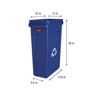 Rubbermaid® Commercial Slim Jim Recycling Container w/Venting Channels, Plastic, 23 gal, Blue (RUB354007BE)
