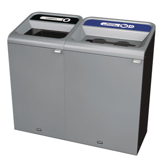Rubbermaid® Commercial Configure Indoor Recycling Waste Receptacle, Mixed Recycling, 33 gal, Metal, Gray (RCP1961629)