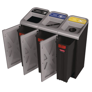 Rubbermaid® Commercial Configure Indoor Recycling Waste Receptacle, 33 gal, Metal, Gray (RCP1961628)