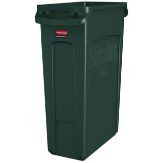 Rubbermaid® Commercial Slim Jim Plastic Recycling Container with Venting Channels, 23 gal, Plastic, Green (RCP354007GN)
