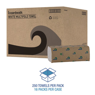 Boardwalk® Boardwalk Green Multifold Towels, 1-Ply, 9.3 x 9.5, Natural White, 250/Pack, 16 Packs/Carton (BWK10GREEN)