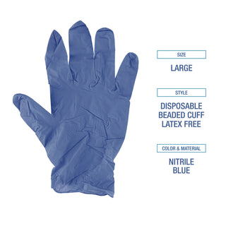 Boardwalk® Disposable General-Purpose Nitrile Gloves, Large, Blue, 4 mil, 100/Box (BWK380LBXA)