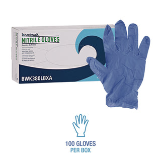 Boardwalk® Disposable General-Purpose Nitrile Gloves, Large, Blue, 4 mil, 1,000/Carton (BWK380LCTA)