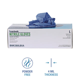 Boardwalk® Disposable General-Purpose Nitrile Gloves, Large, Blue, 4 mil, 1,000/Carton (BWK380LCTA)