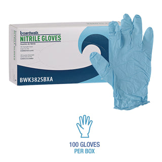 Boardwalk® Disposable Examination Nitrile Gloves, Small, Blue, 5 mil, 100/Box (BWK382SBXA)