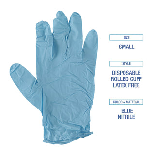 Boardwalk® Disposable Examination Nitrile Gloves, Small, Blue, 5 mil, 100/Box (BWK382SBXA)