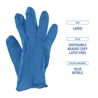 Boardwalk® Disposable General-Purpose Powder-Free Nitrile Gloves, Large, Blue, 5 mil, 100/Box (BWK395LBXA)