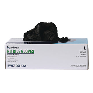 Boardwalk® Disposable General-Purpose Powder-Free Nitrile Gloves, Large, Black, 4.4 mil, 100/Box (BWK396LBXA)