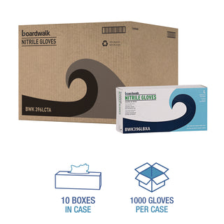Boardwalk® Disposable General-Purpose Powder-Free Nitrile Gloves, Large, Black, 4.4 mil, 1,000/Carton (BWK396LCTA)
