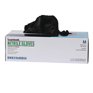 Boardwalk® Disposable General-Purpose Powder-Free Nitrile Gloves, Medium, Black, 4.4 mil, 100/Box (BWK396MBXA)