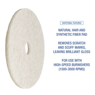Boardwalk® Natural Burnishing Floor Pads, 24" Diameter, White, 5/Carton (PAD4024NAT)