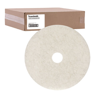Boardwalk® Natural Burnishing Floor Pads, 24" Diameter, White, 5/Carton (PAD4024NAT)